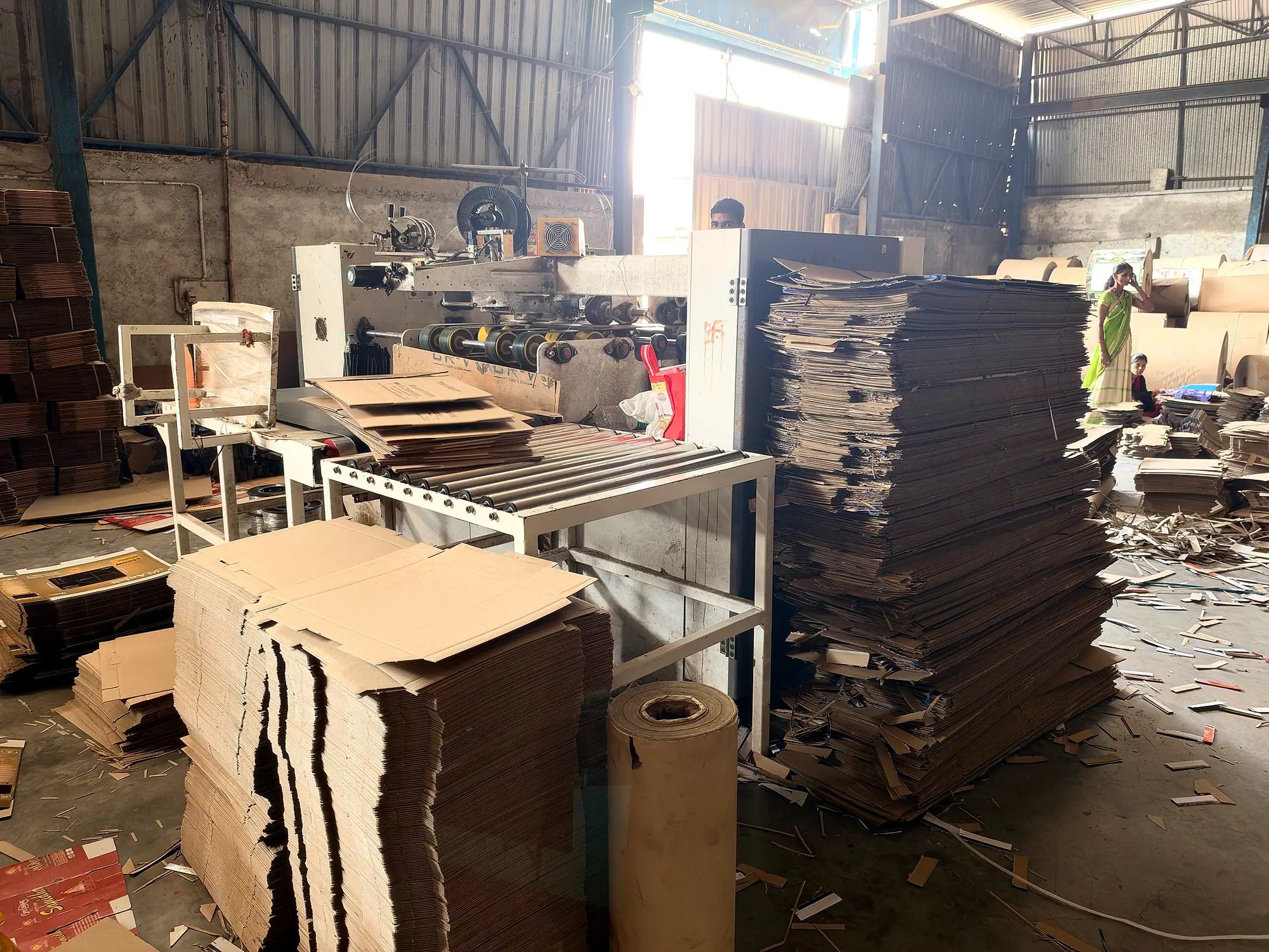 Corrugated board converting area inside the FIDVI Industries factory, Ujjain